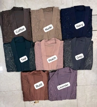 Humaira Dubai Abaya Shrug Style Abaya Tiktok Fabric (Imported) - Grey, 56