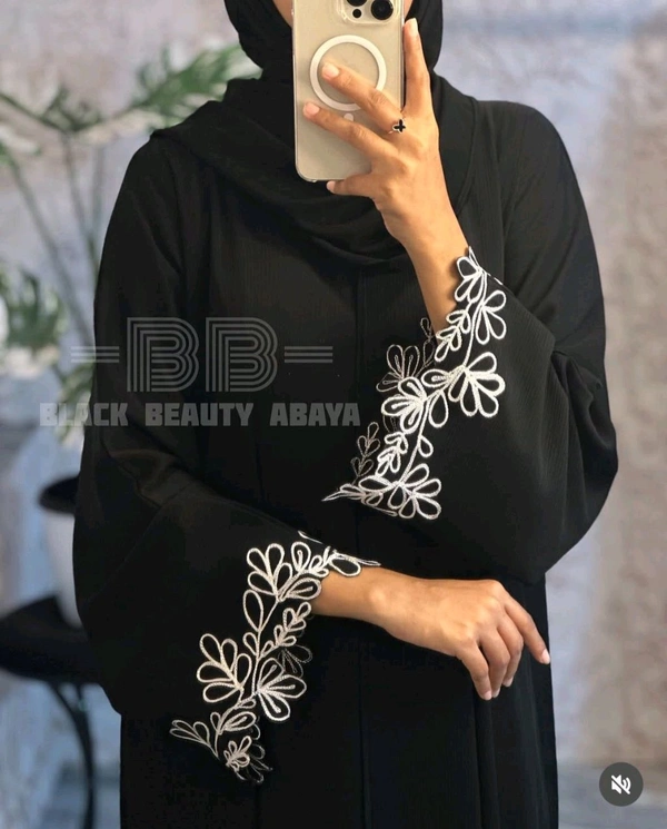 Safiya Abaya Embroidery Abaya Firdous Fabric Abaya (Design-4) - 56