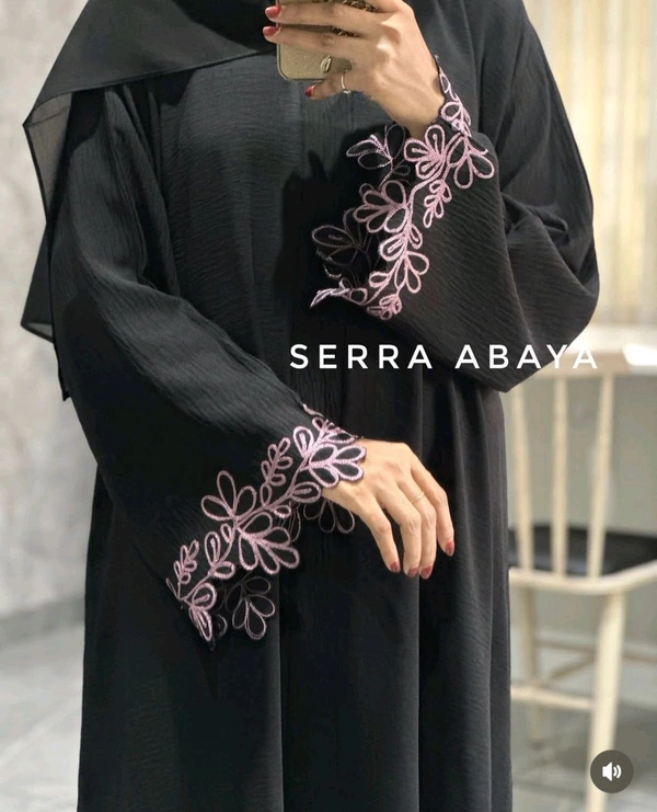 Safiya Abaya Embroidery Abaya Firdous Fabric Abaya (Design-5) - 56