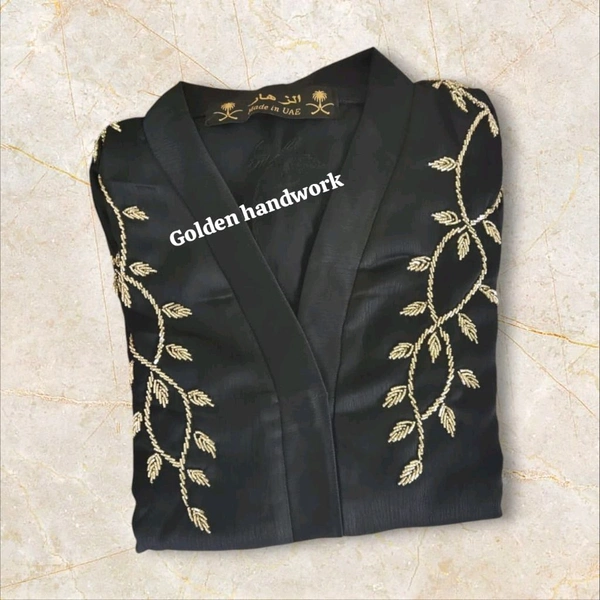 Al Afra Abaya Handwork Abaya Korean Zoom Fabric (Imported) (Black) - 56