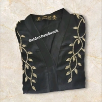 Al Afra Abaya Handwork Abaya Korean Zoom Fabric (Imported) (Black) - 58