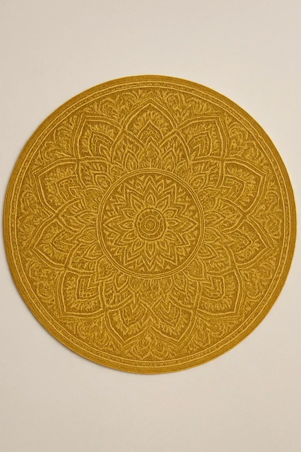 WeaveCraft Mandala Garden 8' Round Round Rug - Terracotta/Rust - 6' x 9', Mustard/Gold