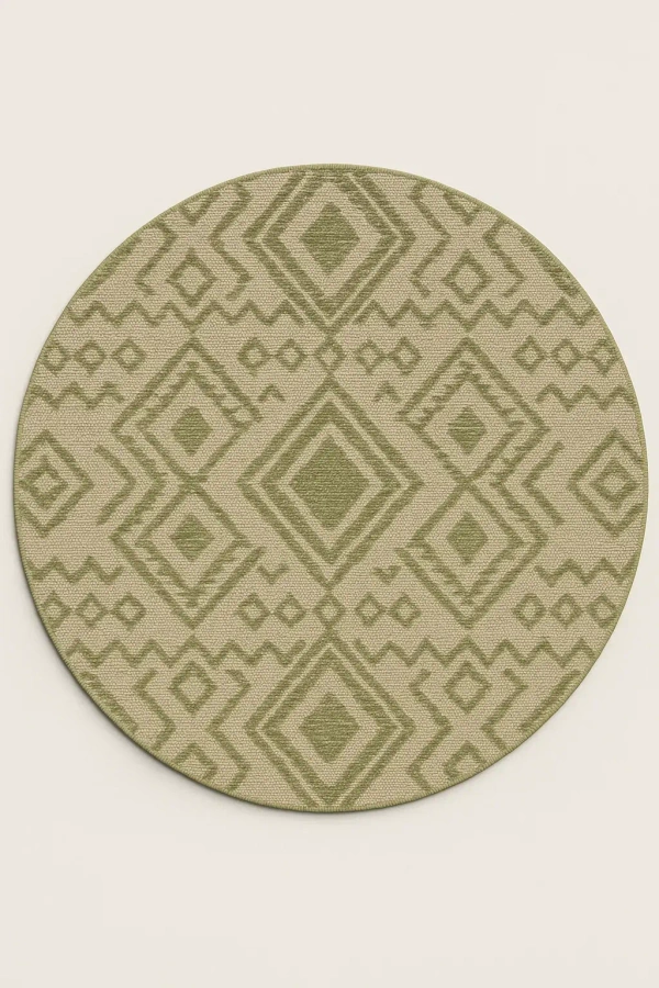WeaveCraft Bohemian Diamond 8' Round Round Rug - Sage/Olive - 8' Round, Sage/Olive