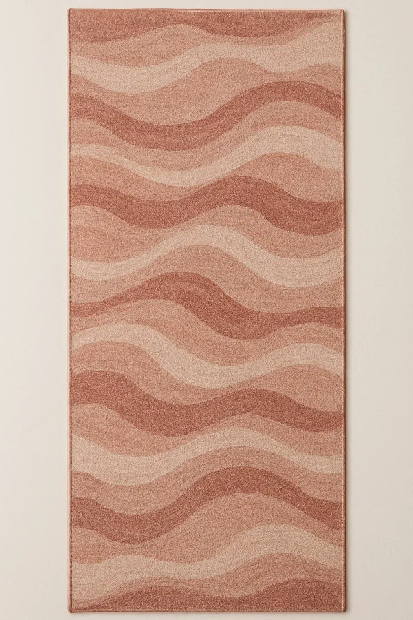 UrbanLoom Abstract Wave 2.5' x 10' Runner Rug - Blue/Navy - 6' x 9', Blush/Rose