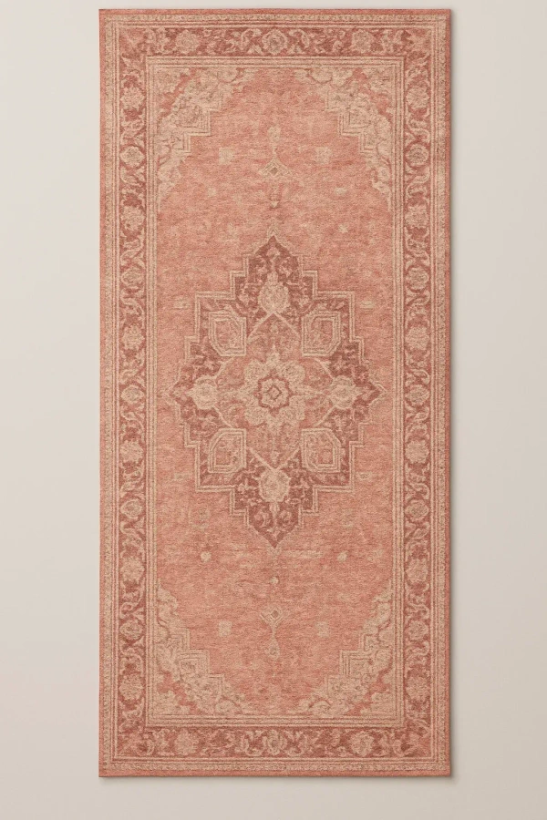 ThreadVale Persian Medallion 2.5' x 10' Runner Rug - Charcoal/Black - 2' x 3', Blush/Rose