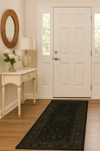 ThreadVale Persian Medallion 2.5' x 10' Runner Rug - Charcoal/Black - 2.5' x 10', Charcoal/Black