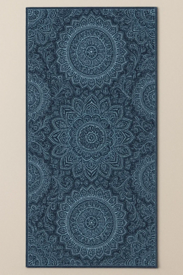ThreadVale Mandala Garden 2.5' x 7' Runner Rug - Multi - 2' x 3', Blue/Navy