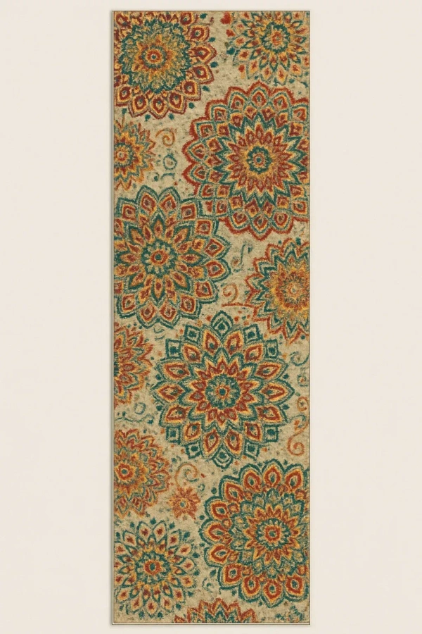 ThreadVale Mandala Garden 2.5' x 7' Runner Rug - Multi - 2.5' x 10', Multi