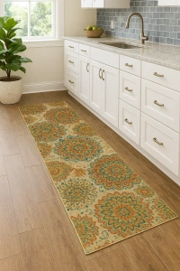 ThreadVale Mandala Garden 2.5' x 7' Runner Rug - Multi - 2.5' x 10', Multi