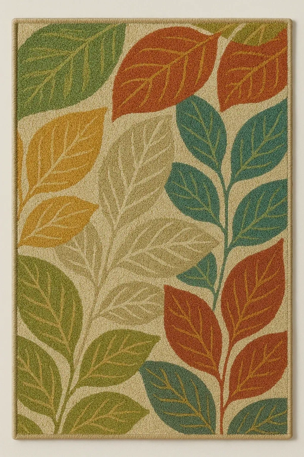 WeaveCraft Botanical Leaf 8' x 10' Rectangular Rug - Terracotta/Rust - 9' x 12', Multi
