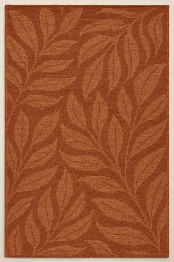 WeaveCraft Botanical Leaf 8' x 10' Rectangular Rug - Terracotta/Rust - 6' x 9', Terracotta/Rust