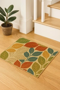 WeaveCraft Botanical Leaf 8' x 10' Rectangular Rug - Terracotta/Rust - 9' x 12', Multi