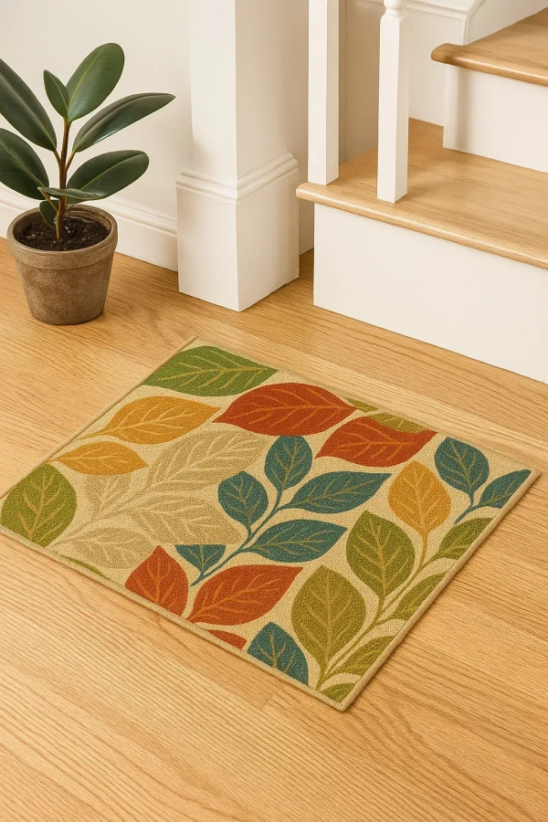 WeaveCraft Botanical Leaf 8' x 10' Rectangular Rug - Terracotta/Rust - 9' x 12', Multi