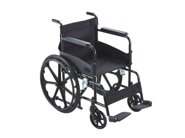 SAFARI | Foldable Wheel Chair | Powder Coated Black Colour | Safety Seat Belt | 90 Kg Capacity | 24" Back Wheels