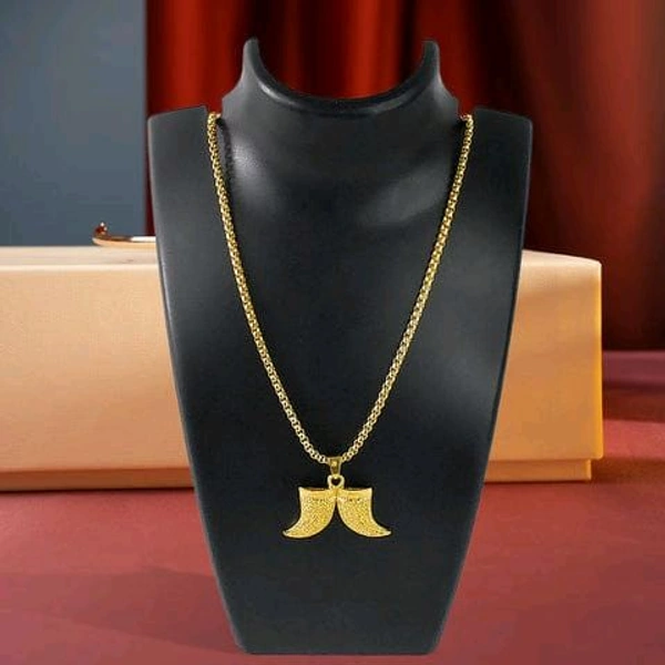 Gold Plated Double Nail Pandent With New Rassa Chain For Men