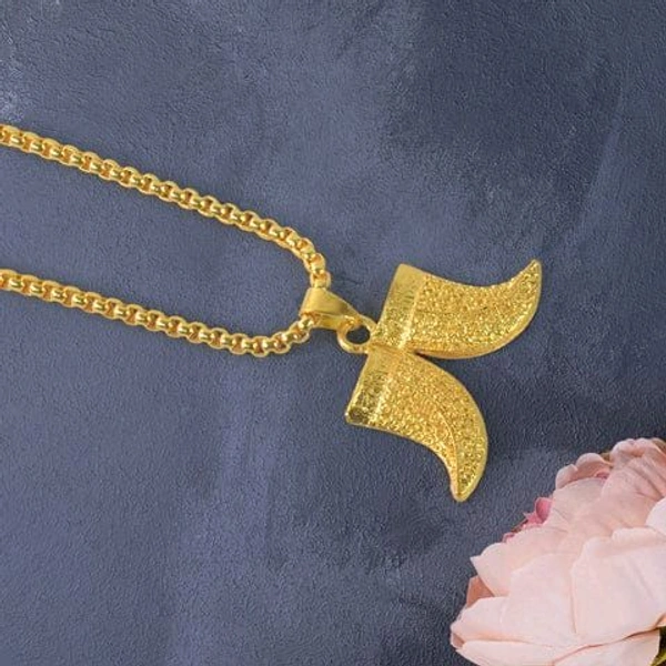 Gold Plated Double Nail Pandent With New Rassa Chain For Men
