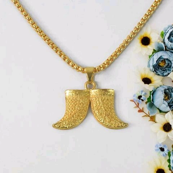 Gold Plated Double Nail Pandent With New Rassa Chain For Men