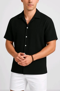 Imported Old Money Popcorn Stylish Shirt For Men's - Black, M