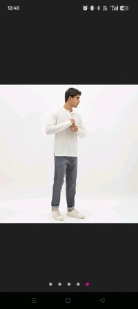 Ziptoo Men's White Textured Long Sleeve Polo T-Shirt – Elegant Everyday Essential - White, S