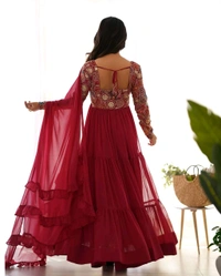 KRV DESIRE PURE SOFT FOX GEORGETTE FABRIC FULLY FLARE ANARKALI,WITH DUPPTA SET,PENT READY TO WEAR• NKB-65 - XXL