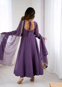 KRV DESIRE PREMIUM QUALITY PURE CRUNCHY SILK FABRIC FULLY FLARE ANARKALI GOWN,PENT WITH DUPPTA SET READY TO WEAR• NKB-64 - S