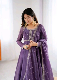 KRV DESIRE PREMIUM QUALITY PURE CRUNCHY SILK FABRIC FULLY FLARE ANARKALI GOWN,PENT WITH DUPPTA SET READY TO WEAR• NKB-64 - S