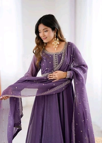 KRV DESIRE PREMIUM QUALITY PURE CRUNCHY SILK FABRIC FULLY FLARE ANARKALI GOWN,PENT WITH DUPPTA SET READY TO WEAR• NKB-64 - XL
