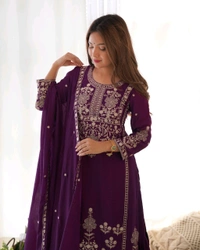 PURE CHINNON SILK FABRIC TOP WITH DUPPTA SET,SHARARA READY TO WEAR•NKB-73
- Clairvoyant, XL