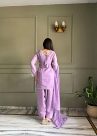 FARSHI SALWAR SUIT CRUNCHY SILK FABRIC WITH SIROSKI WORK,TOP WITH DUPPTA SET,SALWAR READY TO WEAR• KB-297 - Purple, XXL