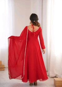 GEORGETTE ANARKALI GOWN DUPPTA FULL SET READY TO WEAR•KB-291
- Red, L