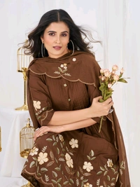 elegance with this beautifully crafted Anarkali Kurti Set, designed for festive celebrations, weddings, parties• DIVA-159 - Nutmeg Wood Finish, XXXL