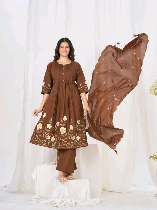 elegance with this beautifully crafted Anarkali Kurti Set, designed for festive celebrations, weddings, parties• DIVA-159 - Nutmeg Wood Finish, XXXL