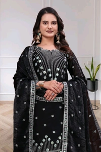 Embroidered Fendy Sharara Suit With Zilmil Sequence Embroidered Work• FE-136 - Cyprus, S