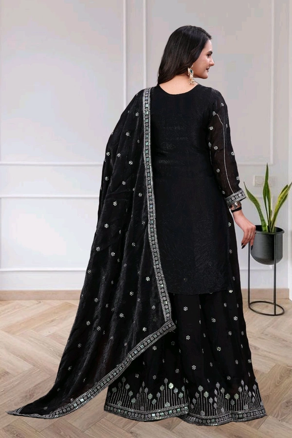 Embroidered Fendy Sharara Suit With Zilmil Sequence Embroidered Work• FE-136 - Cyprus, XXL