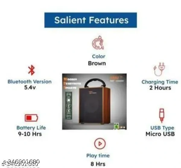 Ad Wooden Bluetooth Speaker With Dolby Sound Effect Speaker