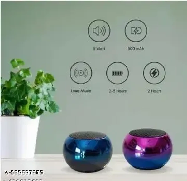 Mini Boost 4 Bluetooth Speaker 4D Mini Electroplating Round Steel Speaker - Multicolor Random Colour