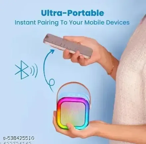 ROCKEY ENTERPRISES K12 Wireless Karaoke mic with Speaker Bluetooth: Bluetooth-Enabled Wireless Karaoke Mic Speaker with Multiple Compatibility Modes, RGB Lighting, and Party Speaker