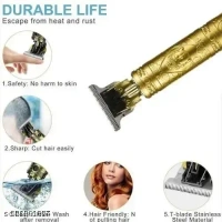 Weight Trimmer 120 Min. Professional Hair Clipper Fully Waterproof Trimmer 90 min Runtime 3 Length Settings (Gold)