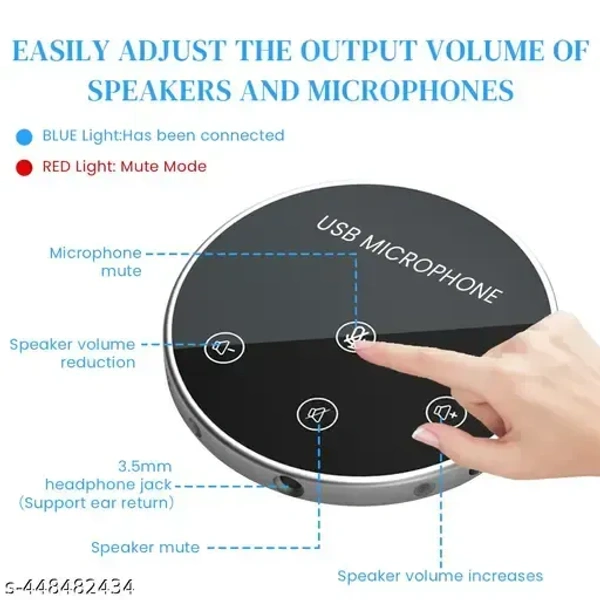 Omnidirectional Conference Speaker with Mic 360° Voice Pickup USB Speaker Microphone