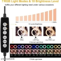 "10-Inch RGB Ring Light with 7FT Adjustable Tripod Stand & Collar Mic | Dimmable Multi-Color LED Light for Vlogging, Streaming, YouTube, Photography & Makeup | Sturdy Extendable Tripod & High-Quality Clip-On Microphone | USB Powered & Portable for Professional Lighting & Sound Setup"