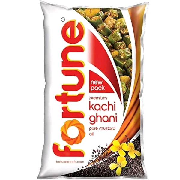 Fortune Premium Kachi Ghani Pure Mustard Oil, 1 ltr pouch - 1L