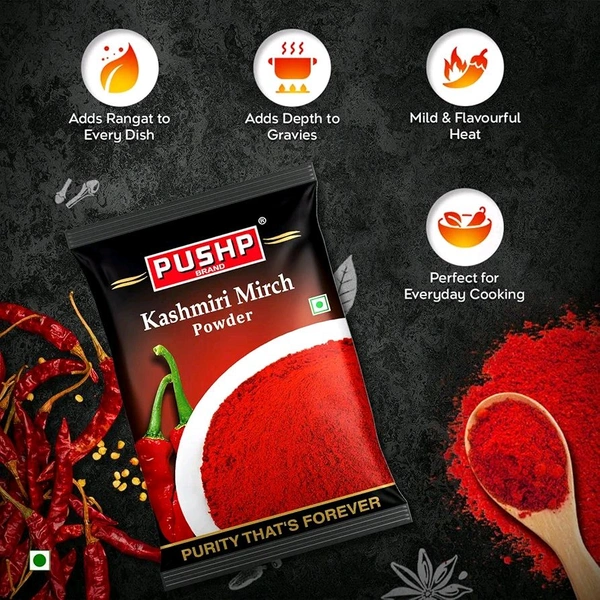 PUSHP  Pushp Brand कश्मीरी लाल मिर्च पाउडर ( पाउच पैक),Pushp Brand Kashmiri Red Chilli Powder (Pouch Pack ) - 10gm