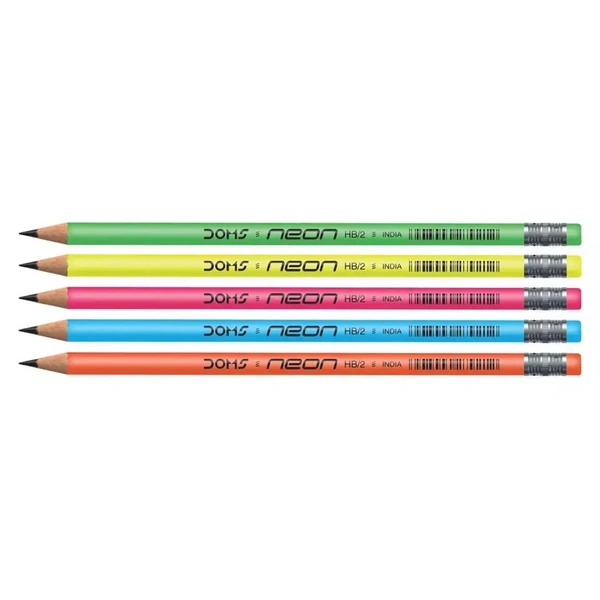 Doms Neon Eraser Tipped Pencil Set (10 Pack) Pack= 10 Pc