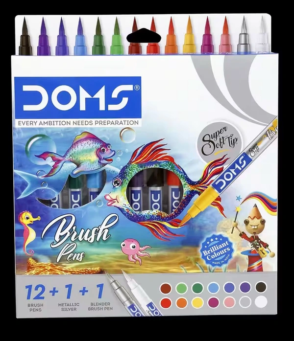 Doms Brush Pen Assorted 14 Shades Box Pack