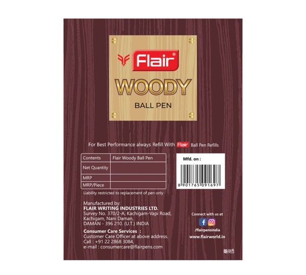 Flair Woody Blue Ball Pen 10N