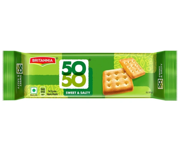 Britannia 50-50 Biscuits 62.8g ₹10 (72Pc)