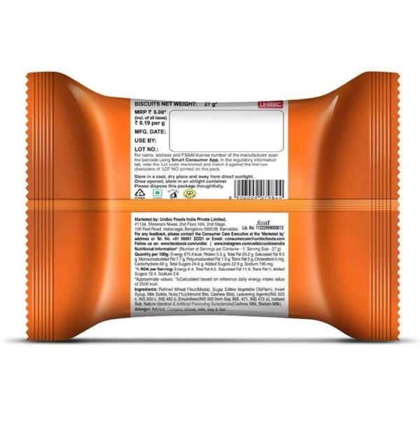 Unibic Cashew Badam Cookies 12 N (27 g
Each)
