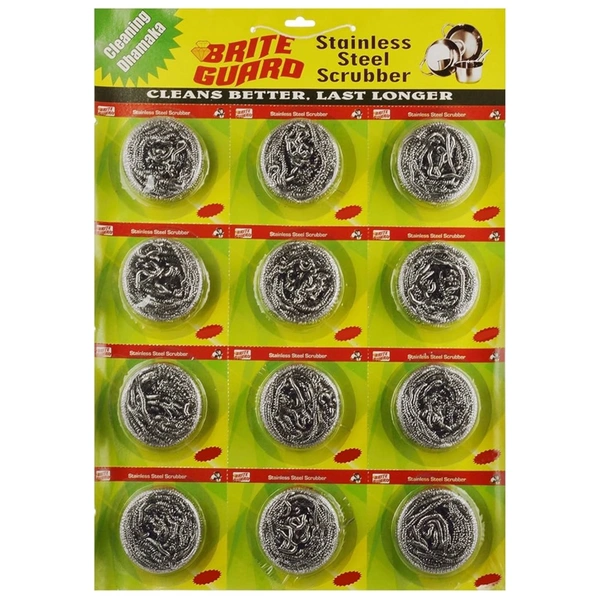 Stainless Steel Multipurpose Scrubber 10 gm (Grey, 12-Piece)