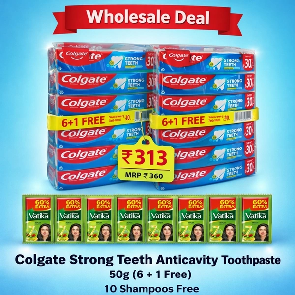 Colgate Strong ₹30  (12N+[₹60/2NFree]) 10 Vatika shampoo Free