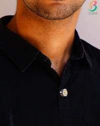 BLESSI Creative Delicate Button Cover White For Male & Female - BL-005-RH-4 - White, Rhodium Plating